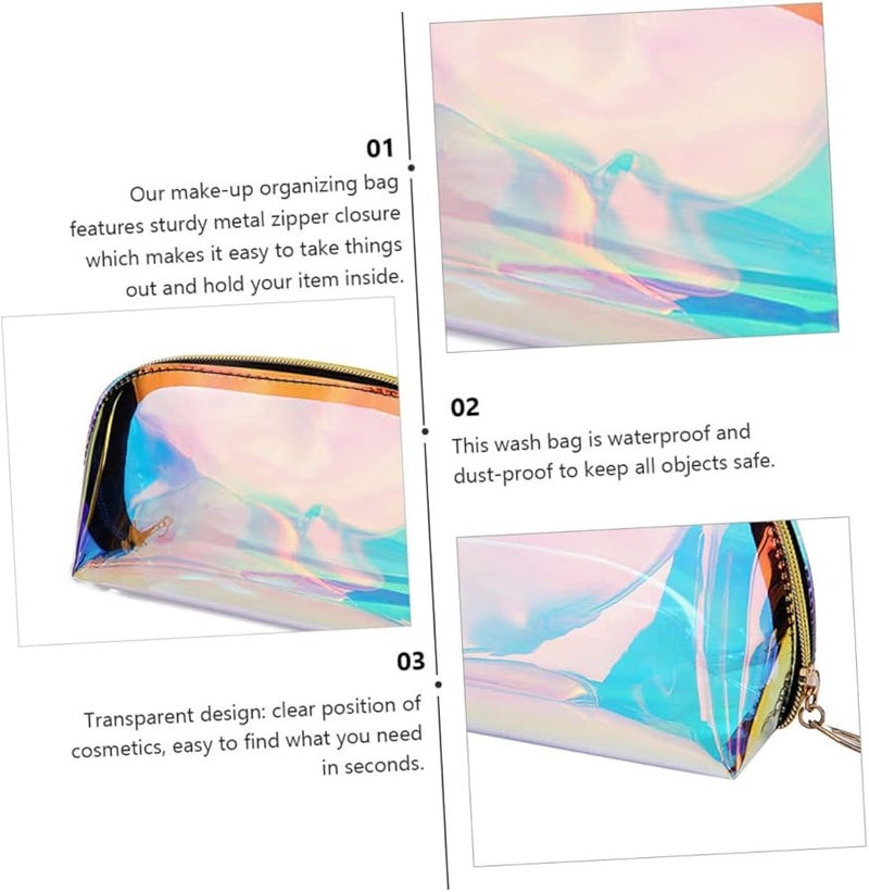 Holographic Makeup Bag Set Of 4 TPU Cosmetic Pouch Travel Organizer - Image 2